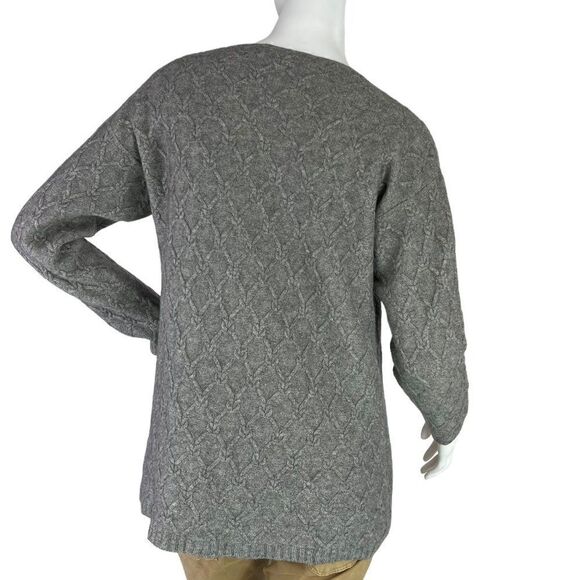 Jaeger 100% Cashmere Gray Pullover Sweater w/ Square Knot Texture, Size Small - Picture 7 of 12